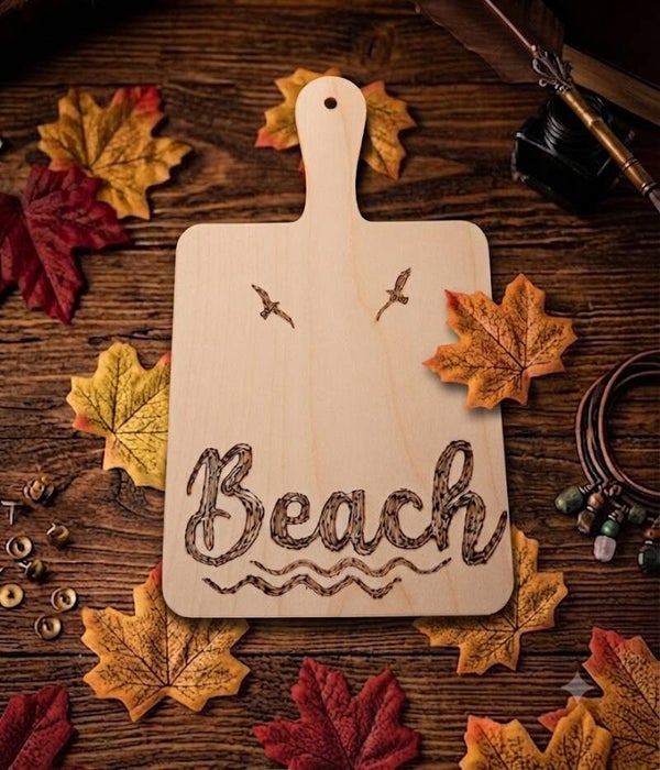 Handgemachtes Holzbrettchen „Beach“ – Edition Leicht & Schlank