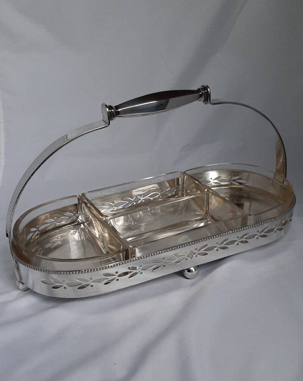 Verzilverde 4 vaks presenteer schaal