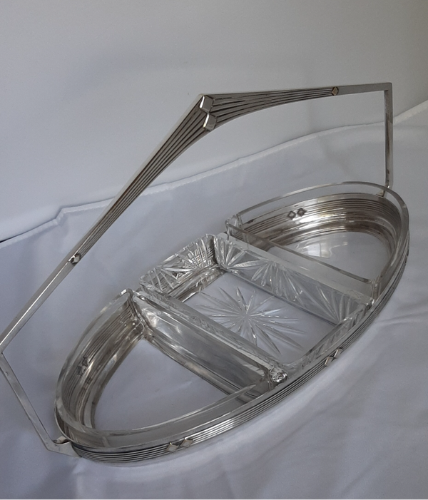 Verzilverde 3 vaks serveerschaal