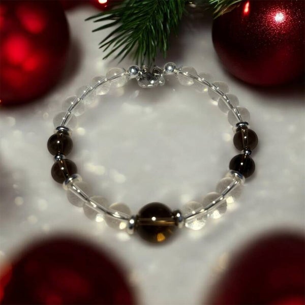 Bracelet Quartz Fumé & Cristal