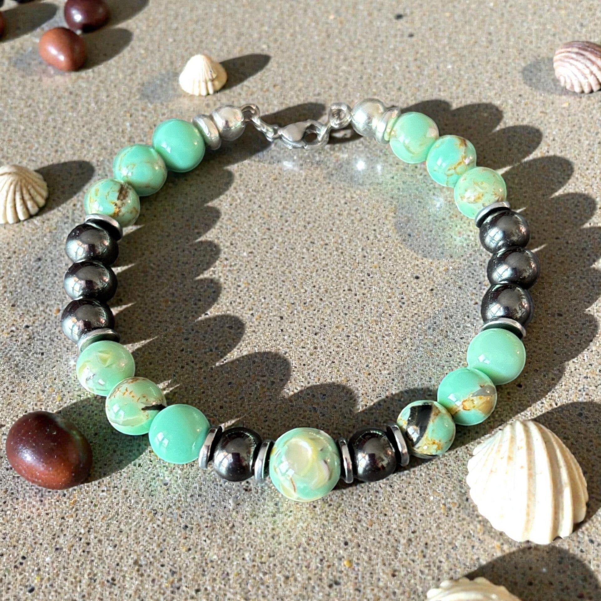 Bracelet Turquoise Africaine & Hematite