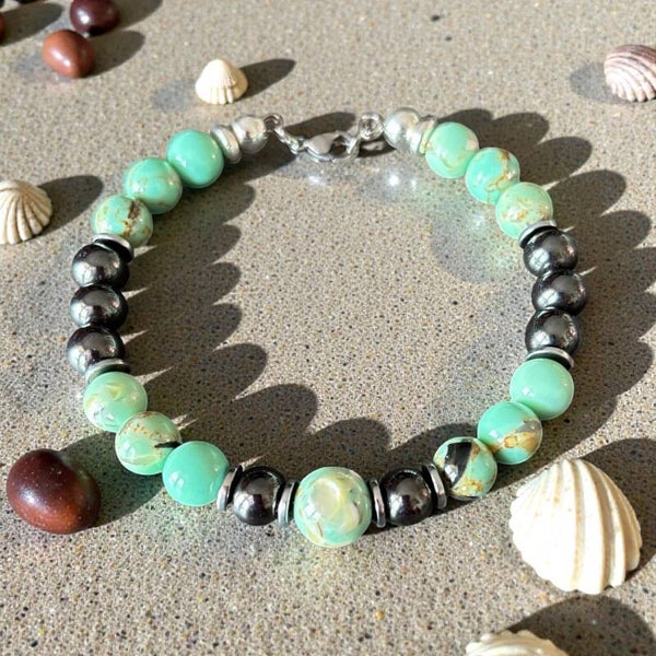 Bracelet Turquoise Africaine & Hematite