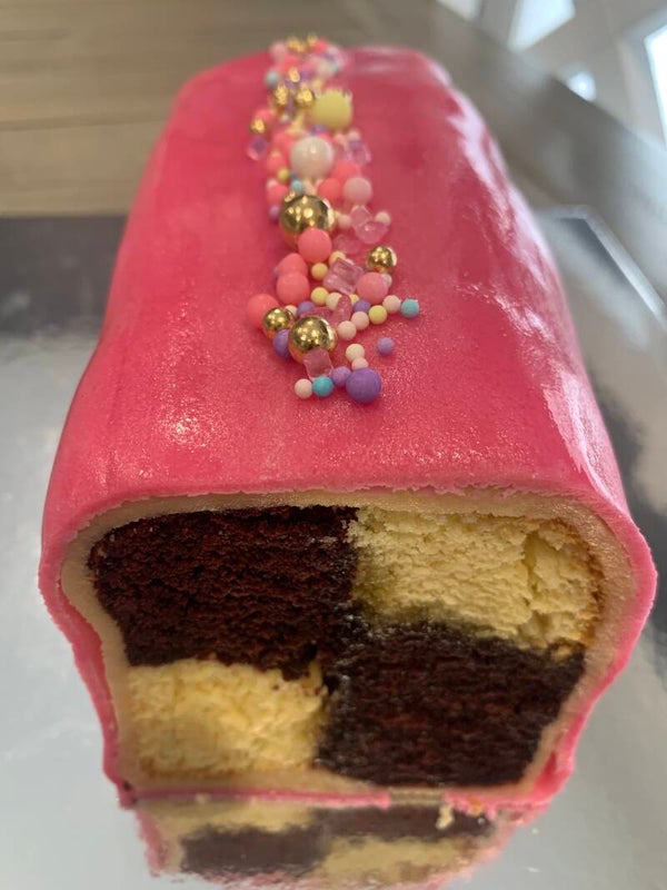 Battenberg Cake with Marzipan & White Fondant | $40 | Interstate Friendly
