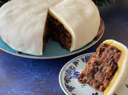 Traditional Fruit Cake (All Year Round) with Marzipan & White Fondant | $40 | Interstate Friendly