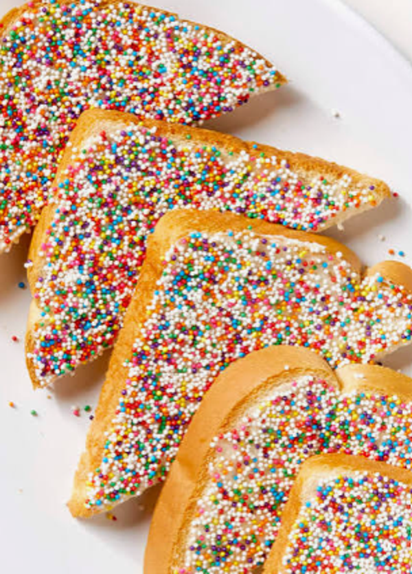 Whimsy Cottage Treats | Whimsy Vanilla & Sprinkle Fairy Bread Sliced Loaf | $30 |  Interstate Friendly