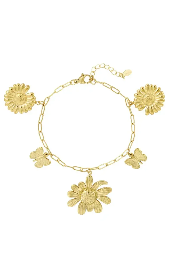Bedelarmband flowerlicious - goud