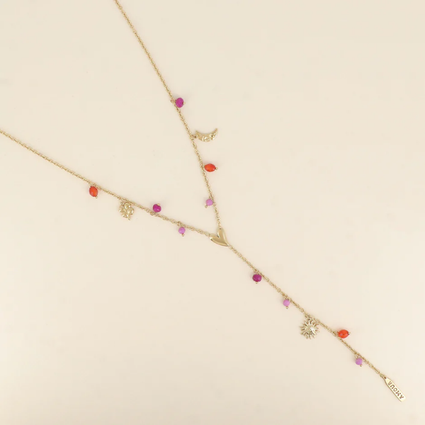 Emailketting - klaverbedels, Maan, Hart, Zon, LIEFDESWAFEL, Kralen