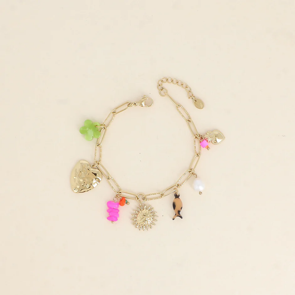 Armband - Hamerhart, Zon, Bloem en Vis in Hars, Natuurlijke Stenen