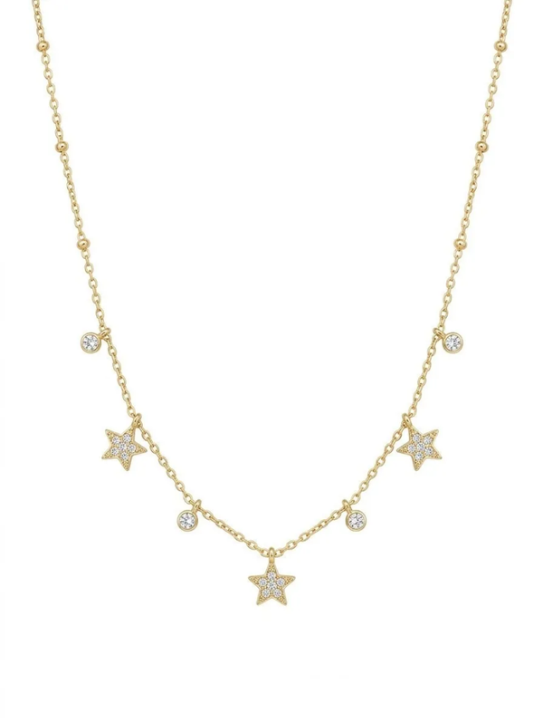 Gouden sterren choker met zirkonia steentjes