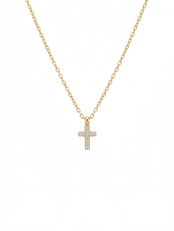 Gouden ketting met zirkonia kruis