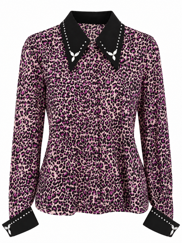 Showblouse pink leopard - XL