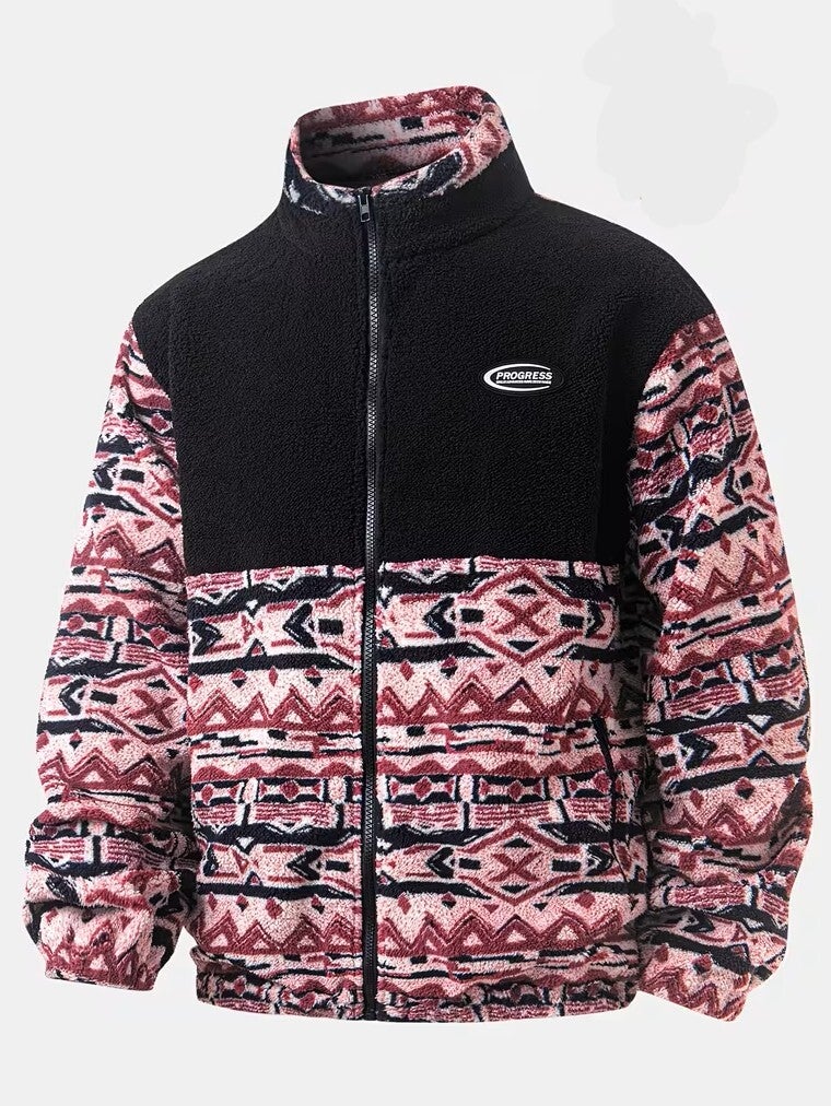 Aztec fleece vest pink