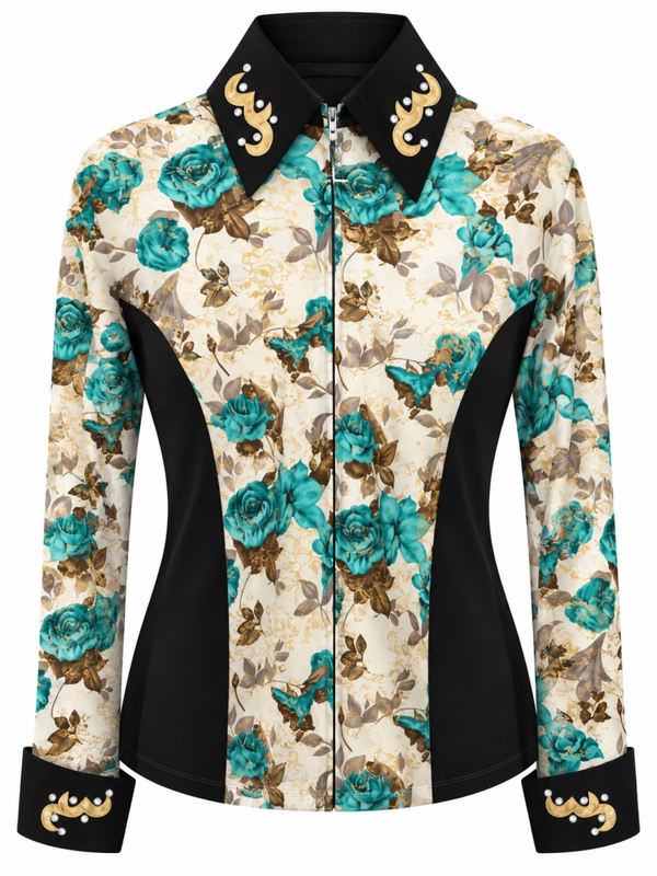 Showblouse blue flower - XXL
