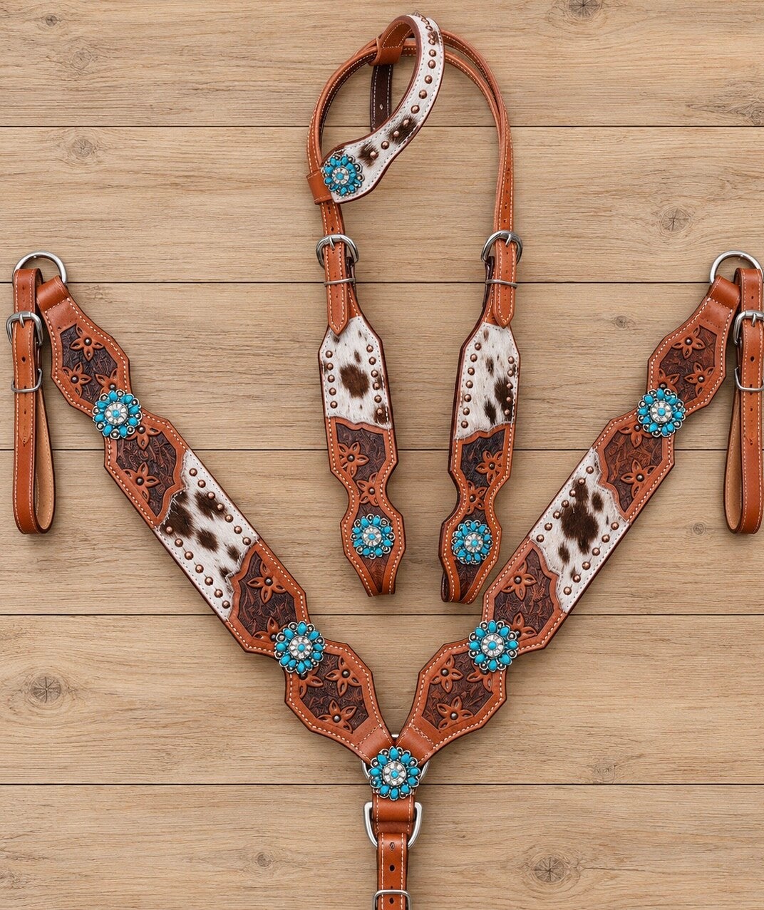 Cowhide western tack set