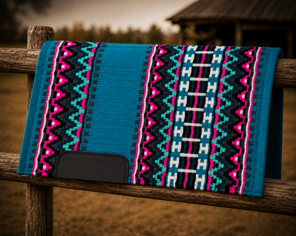 Blanket turquoise/pink