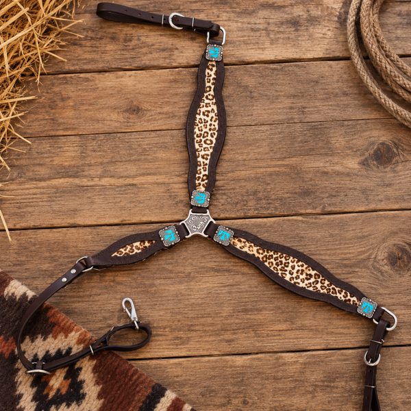 Turquoise Leopard breastcollar