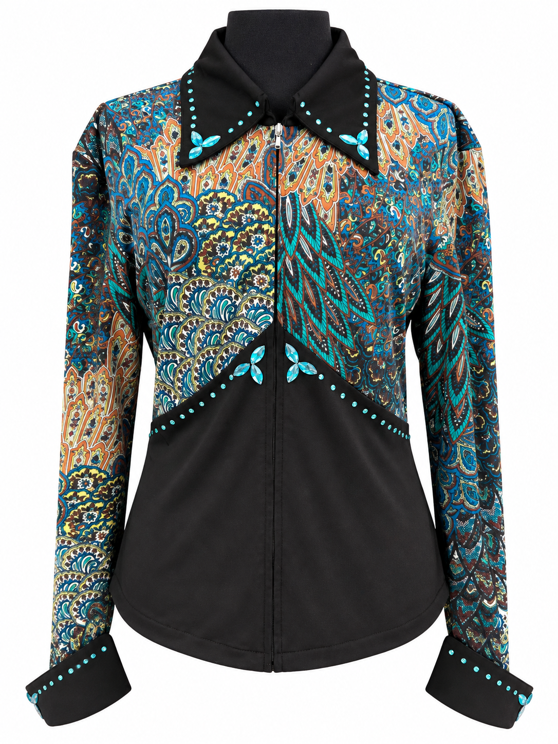 Showblouse black and silver - M