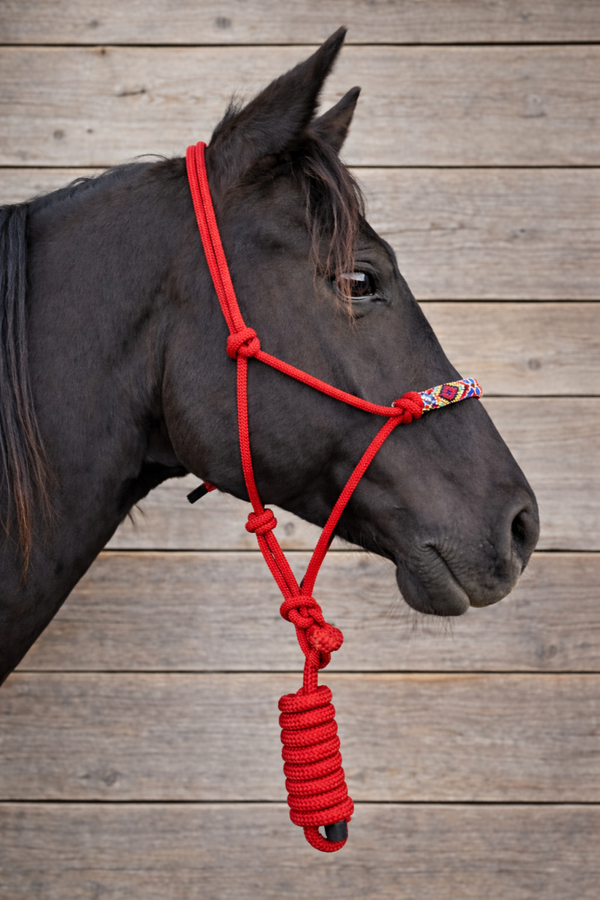Pearl ropehalter - red