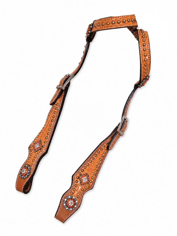 Orange two ear bridle
