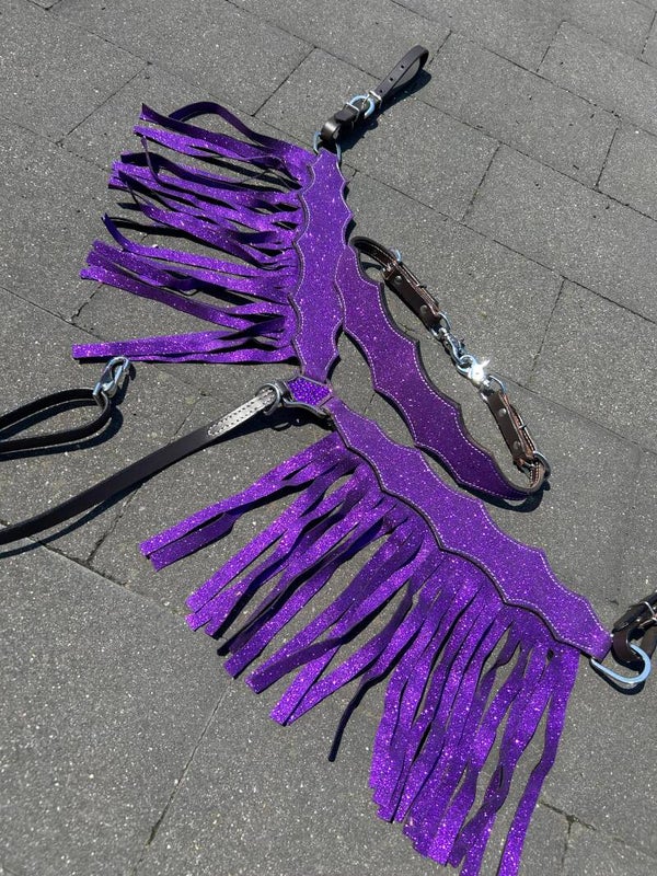 Purple bling breastcollar and wither strap