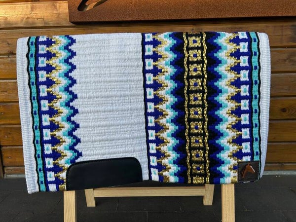 Blanket white/blue/gold