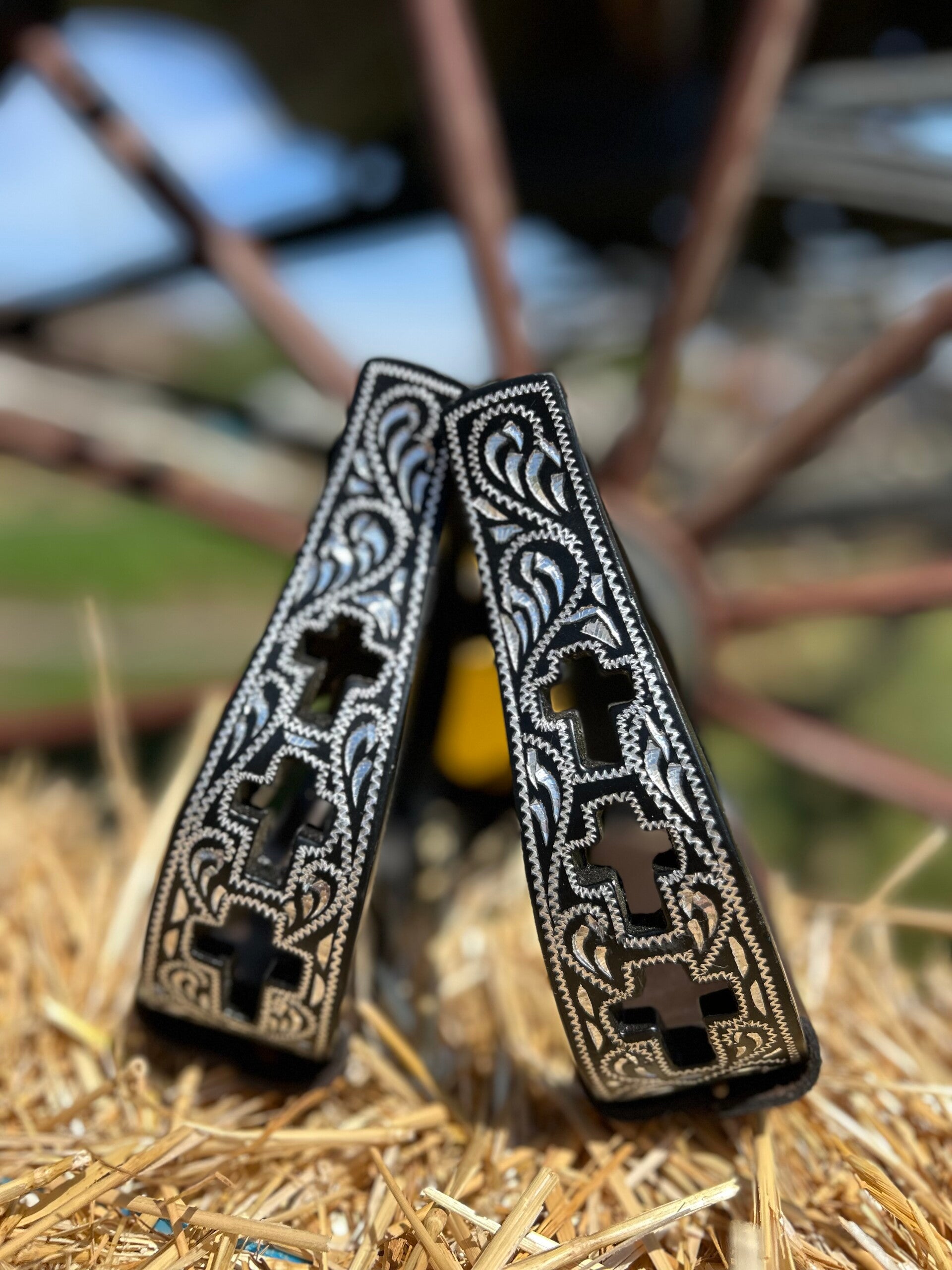 Black cross stirrups