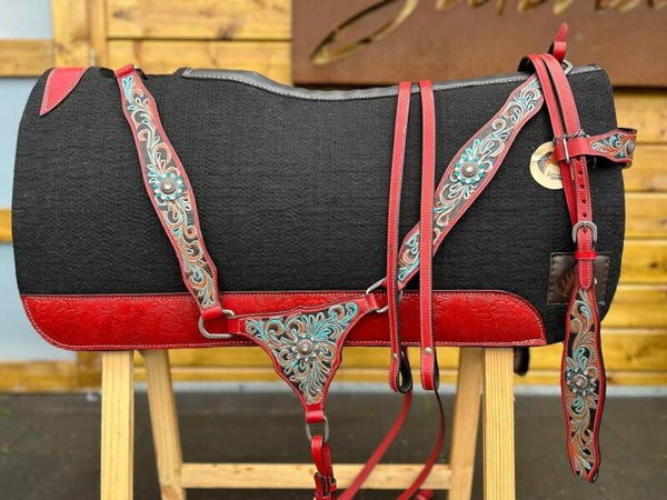 Complete red leather set