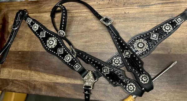 Black bling tack set