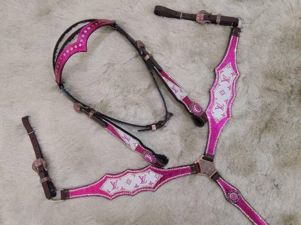 Pink bling lv tack set