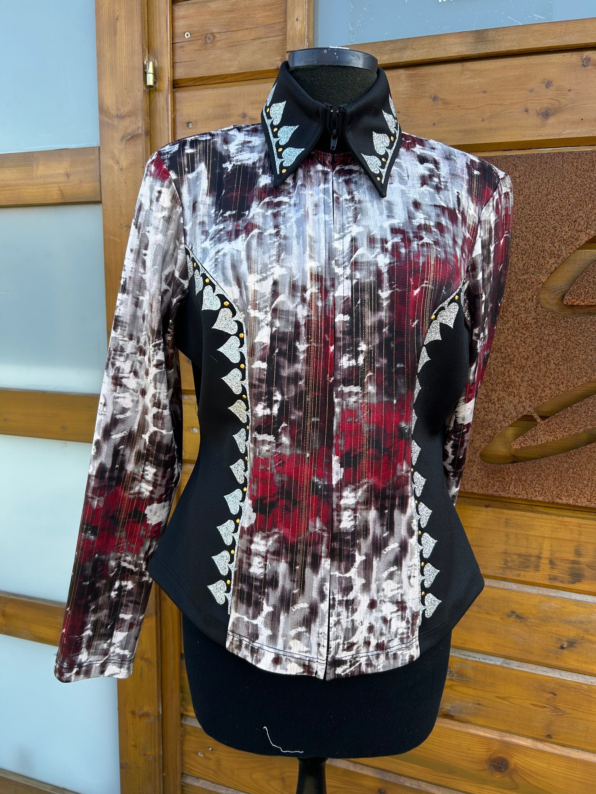 Showblouse bordeaux/silver L