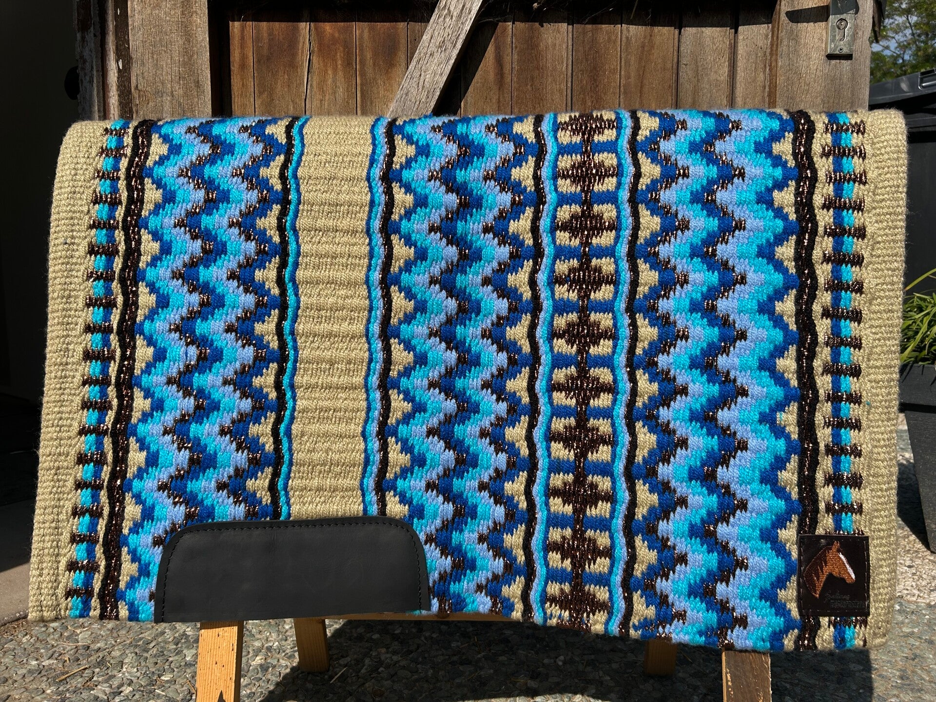 Blanket beige/blue with rosé