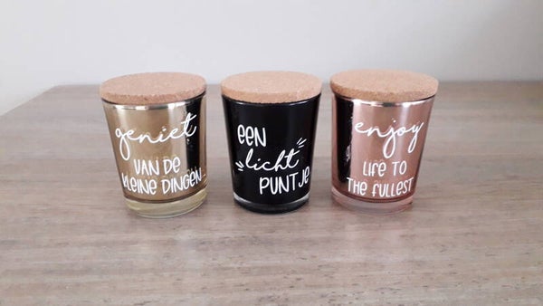 ACTIEPRIJS - Geurkaars met kurken deksel - klein - diverse kleuren