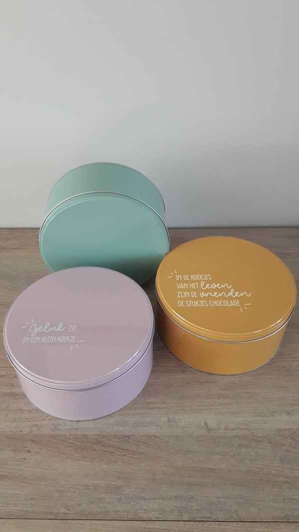 Koekjestrommel - effen met opdruk