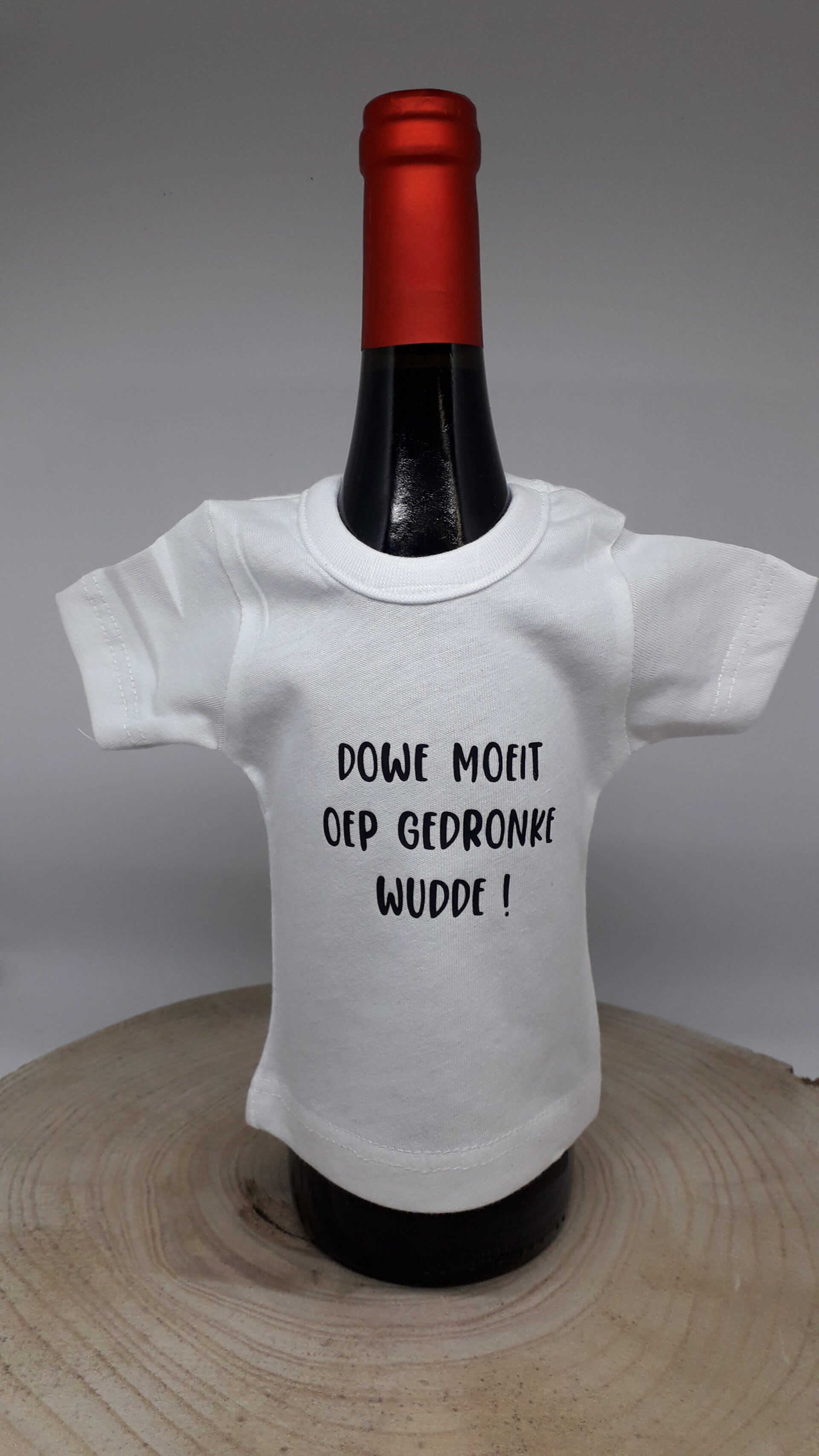 Mini t-shirt 'Dowe moeit oep gedronke wudde' - verschillende kleuren