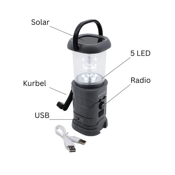 EASYmaxx Blackout/Lampe inkl. Radio/Kurbel/Solar