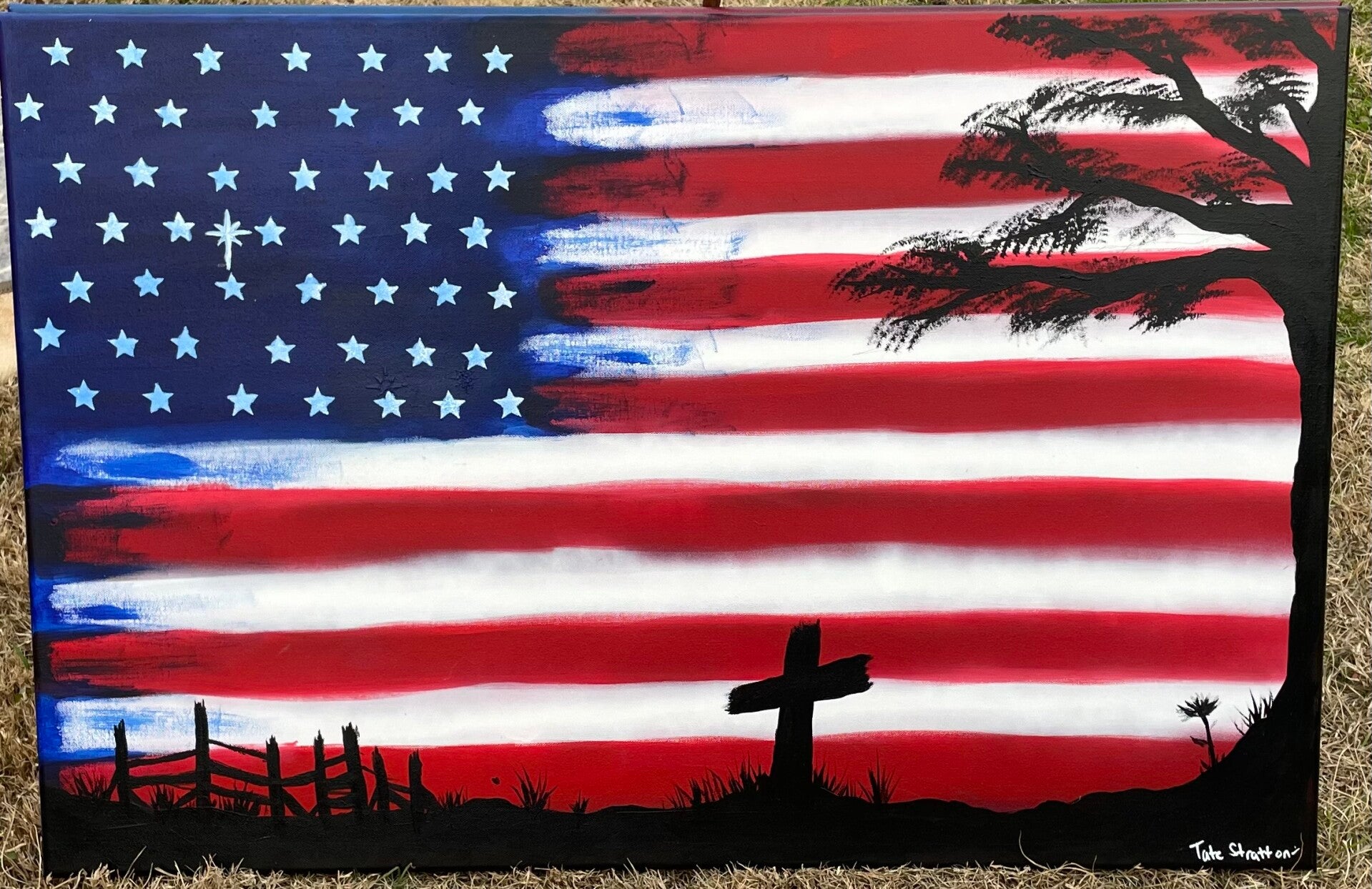 Faith & Freedom hand painted canvas