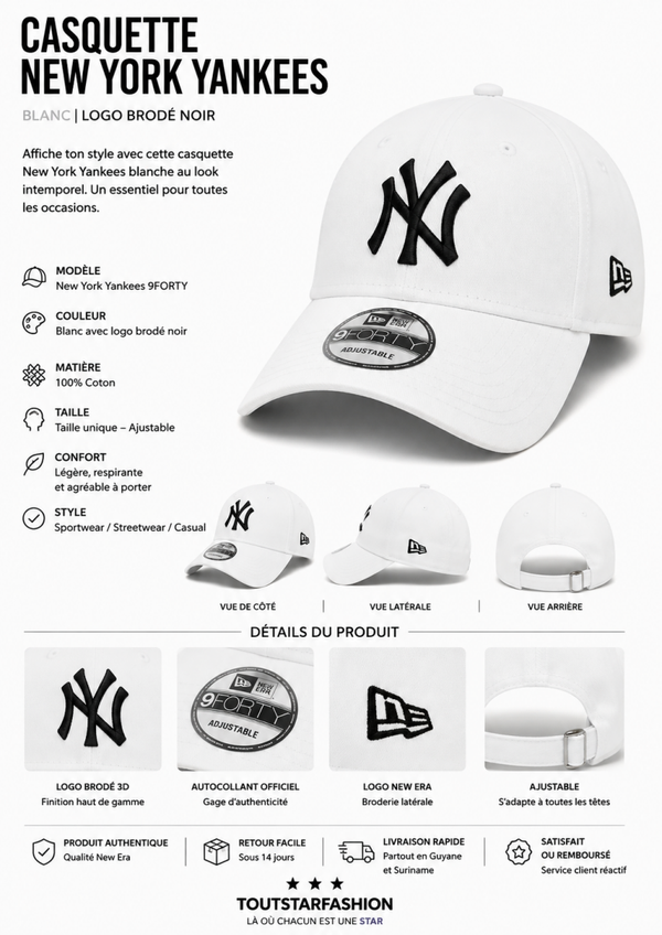 Casquette New York Yankees 9FORTY – Blanche