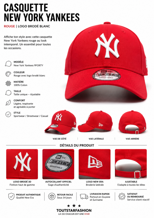 Casquette New York Yankees 9FORTY – Rouge