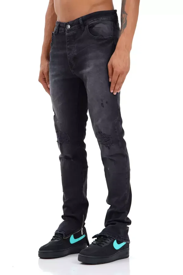 ZIPPED DENIM -BLACK