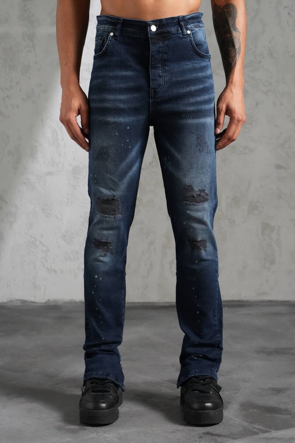 Jean IKAO Paris Blue Distressed Zip