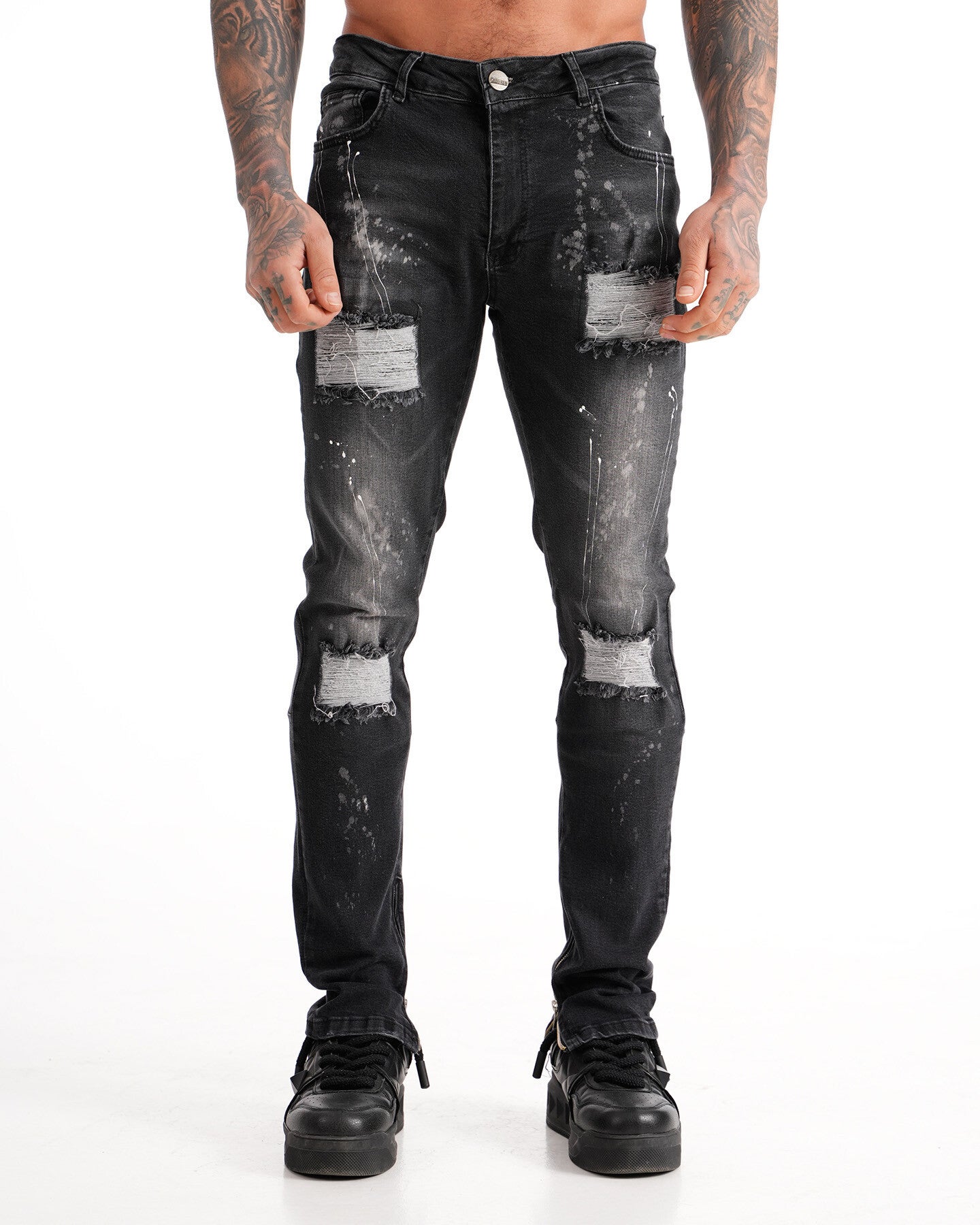 Jean IKAO Paris Black Destroyed Zip