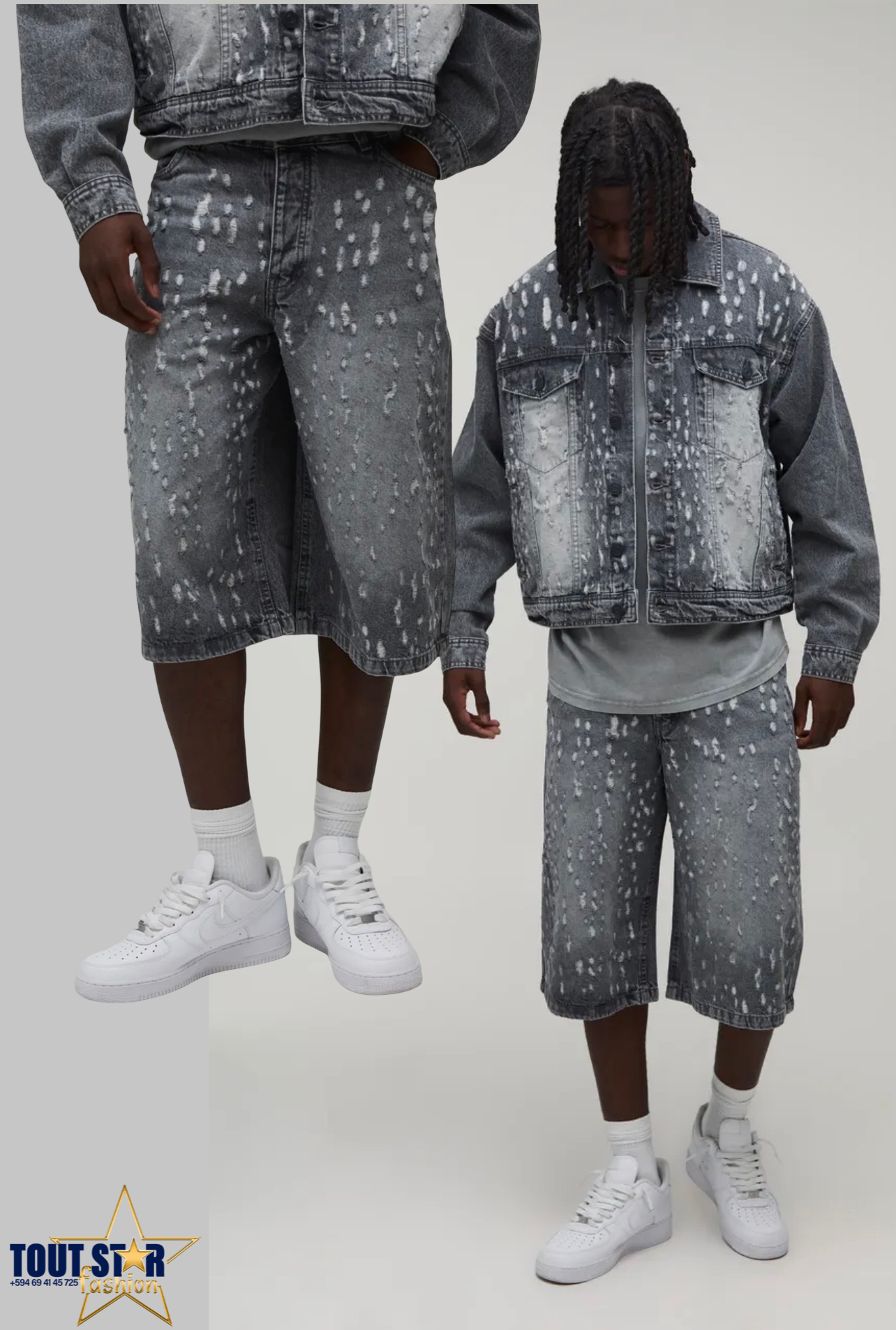 Extreme Distressed Longline Denim Jorts