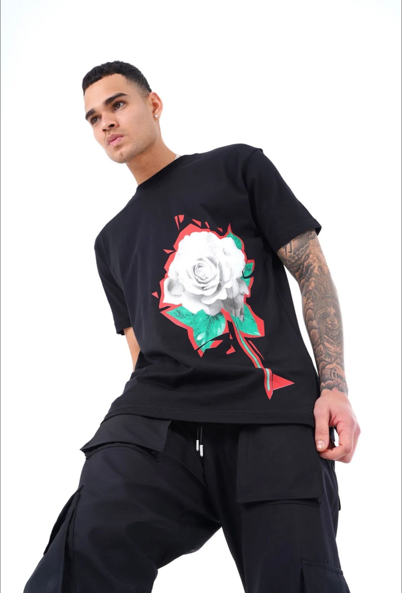Tee Shirt Noir Floral