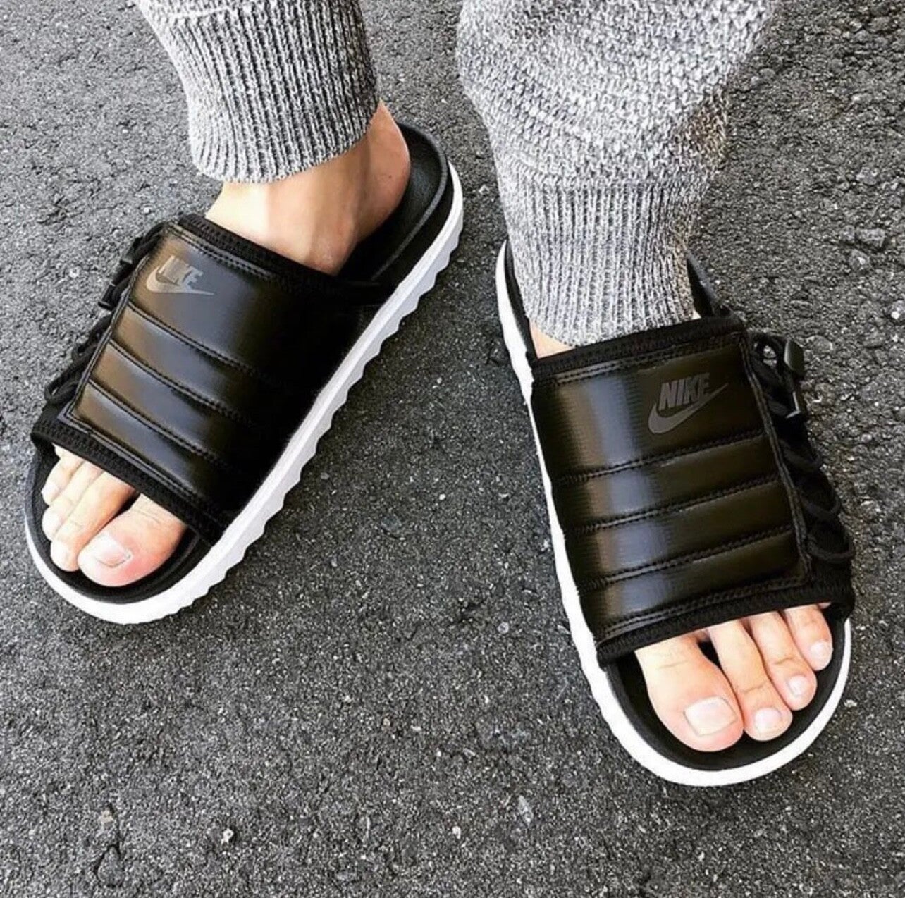 NIKE ASUNA LEATHER - BLACK White