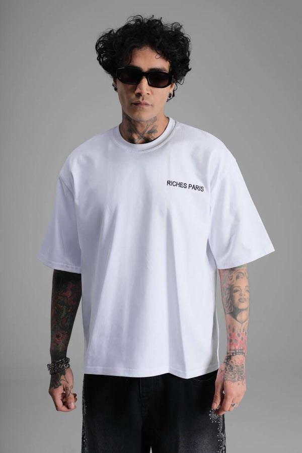 T-Shirt Riches Paris Graphic Logo – Blanc & Noir