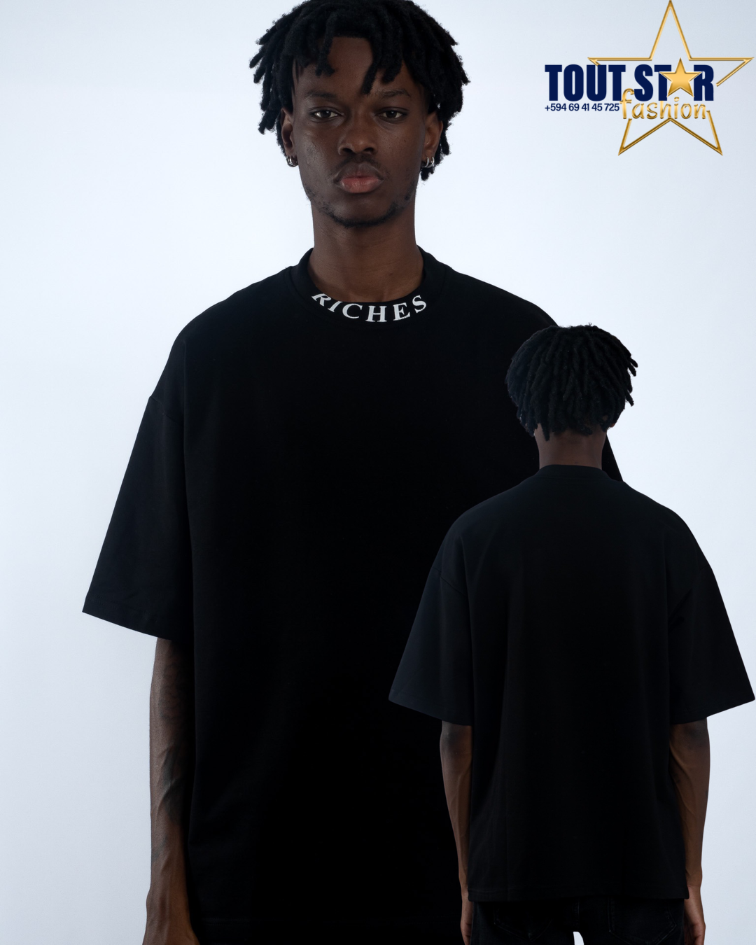 :T-SHIRT RICHES PARIS -BLACK