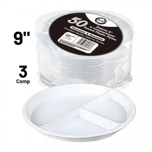 Plastic Round Plates White