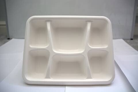 50pc Eco-Friendly 6 Compartment Deluxe Bagasse Plates