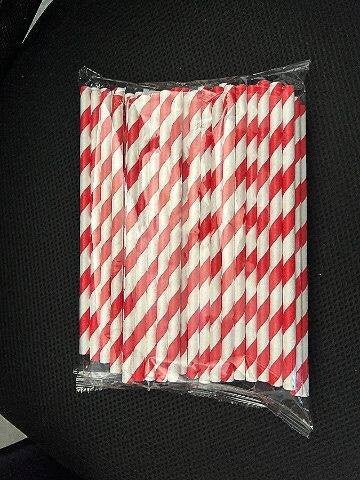 Red Striped Paper Straw 8x197mm