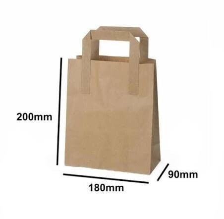 Small Brown SOS Paper Bag (Internal Flat Handles) 250x190x80mm